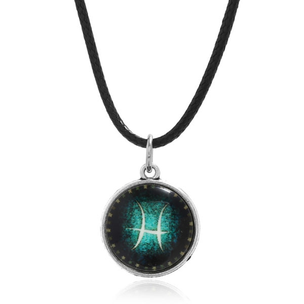 A necklace with a green light